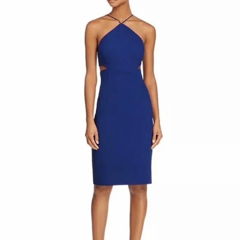 Aidan Mattox Side Cutout Halter Sleeveless Cocktail Dress